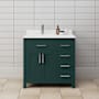 Wyndham Collection Beckett 36" Free Standing Single Basin Vanity Set with Cabinet and Cultured Marble Vanity Top Green / White Cultured Marble Top / Brushed Nickel Hardware