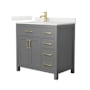 Wyndham Collection Beckett 36" Free Standing Single Basin Vanity Set with Cabinet and Quartz Vanity Top Dark Gray / Giotto Quartz Top / Brushed Gold Hardware