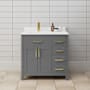 Wyndham Collection Beckett 36" Free Standing Single Basin Vanity Set with Cabinet and Cultured Marble Vanity Top Dark Gray / White Cultured Marble Top / Brushed Gold Hardware