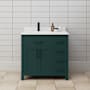 Wyndham Collection Beckett 36" Free Standing Single Basin Vanity Set with Cabinet and Cultured Marble Vanity Top Green / Carrara Cultured Marble Top / Matte Black Hardware