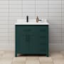 Wyndham Collection Beckett 36" Free Standing Single Basin Vanity Set with Cabinet and Cultured Marble Vanity Top Green / White Cultured Marble Top / Matte Black Hardware
