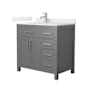 Wyndham Collection Beckett 36" Free Standing Single Basin Vanity Set with Cabinet and Quartz Vanity Top Dark Gray / Giotto Quartz Top / Brushed Nickel Hardware