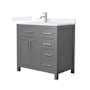 Wyndham Collection Beckett 36" Free Standing Single Basin Vanity Set with Cabinet and Quartz Vanity Top Dark Gray / White Quartz Top / Brushed Nickel Hardware