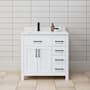 Wyndham Collection Beckett 36" Free Standing Single Basin Vanity Set with Cabinet and Cultured Marble Vanity Top White / Carrara Cultured Marble Top / Matte Black Hardware