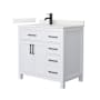 Wyndham Collection Beckett 36" Free Standing Single Basin Vanity Set with Cabinet and Quartz Vanity Top White / Giotto Quartz Top / Matte Black Hardware
