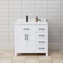 Wyndham Collection Beckett 36" Free Standing Single Basin Vanity Set with Cabinet and Cultured Marble Vanity Top White / White Cultured Marble Top / Matte Black Hardware