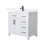 Wyndham Collection Beckett 36" Free Standing Single Basin Vanity Set with Cabinet and Quartz Vanity Top White / White Quartz Top / Matte Black Hardware