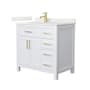 Wyndham Collection Beckett 36" Free Standing Single Basin Vanity Set with Cabinet and Quartz Vanity Top White / Giotto Quartz Top / Brushed Gold Hardware