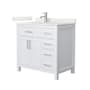 Wyndham Collection Beckett 36" Free Standing Single Basin Vanity Set with Cabinet and Quartz Vanity Top White / Giotto Quartz Top / Brushed Nickel Hardware