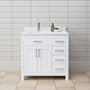 Wyndham Collection Beckett 36" Free Standing Single Basin Vanity Set with Cabinet and Cultured Marble Vanity Top White / White Cultured Marble Top / Brushed Nickel Hardware
