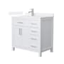 Wyndham Collection Beckett 36" Free Standing Single Basin Vanity Set with Cabinet and Quartz Vanity Top White / White Quartz Top / Brushed Nickel Hardware
