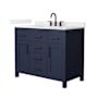 Wyndham Collection Beckett 42" Free Standing Single Basin Vanity Set with Cabinet and Quartz Vanity Top Dark Blue / Giotto Quartz Top / Matte Black Hardware