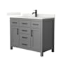 Wyndham Collection Beckett 42" Free Standing Single Basin Vanity Set with Cabinet and Quartz Vanity Top Dark Gray / Giotto Quartz Top / Matte Black Hardware