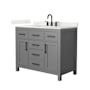 Wyndham Collection Beckett 42" Free Standing Single Basin Vanity Set with Cabinet and Quartz Vanity Top Dark Gray / Giotto Quartz Top / Matte Black Hardware
