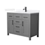 Wyndham Collection Beckett 42" Free Standing Single Basin Vanity Set with Cabinet and Quartz Vanity Top Dark Gray / White Quartz Top / Matte Black Hardware