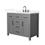 Wyndham Collection Beckett 42" Free Standing Single Basin Vanity Set with Cabinet and Quartz Vanity Top Dark Gray / White Quartz Top / Matte Black Hardware