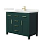 Wyndham Collection Beckett 42" Free Standing Single Basin Vanity Set with Cabinet and Quartz Vanity Top Green / Giotto Quartz Top / Brushed Gold Hardware