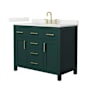 Wyndham Collection Beckett 42" Free Standing Single Basin Vanity Set with Cabinet and Quartz Vanity Top Green / Giotto Quartz Top / Brushed Gold Hardware