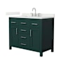 Wyndham Collection Beckett 42" Free Standing Single Basin Vanity Set with Cabinet and Quartz Vanity Top Green / Giotto Quartz Top / Brushed Nickel Hardware