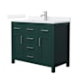 Wyndham Collection Beckett 42" Free Standing Single Basin Vanity Set with Cabinet and Quartz Vanity Top Green / White Quartz Top / Brushed Nickel Hardware