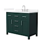 Wyndham Collection Beckett 42" Free Standing Single Basin Vanity Set with Cabinet and Quartz Vanity Top Green / White Quartz Top / Brushed Nickel Hardware