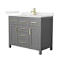 Wyndham Collection Beckett 42" Free Standing Single Basin Vanity Set with Cabinet and Quartz Vanity Top Dark Gray / Giotto Quartz Top / Brushed Gold Hardware