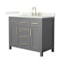 Wyndham Collection Beckett 42" Free Standing Single Basin Vanity Set with Cabinet and Quartz Vanity Top Dark Gray / Giotto Quartz Top / Brushed Gold Hardware