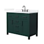 Wyndham Collection Beckett 42" Free Standing Single Basin Vanity Set with Cabinet and Quartz Vanity Top Green / White Quartz Top / Matte Black Hardware