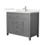 Wyndham Collection Beckett 42" Free Standing Single Basin Vanity Set with Cabinet and Quartz Vanity Top Dark Gray / Giotto Quartz Top / Brushed Nickel Hardware