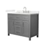 Wyndham Collection Beckett 42" Free Standing Single Basin Vanity Set with Cabinet and Quartz Vanity Top Dark Gray / Giotto Quartz Top / Brushed Nickel Hardware