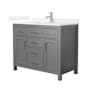 Wyndham Collection Beckett 42" Free Standing Single Basin Vanity Set with Cabinet and Quartz Vanity Top Dark Gray / White Quartz Top / Brushed Nickel Hardware