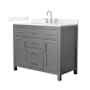 Wyndham Collection Beckett 42" Free Standing Single Basin Vanity Set with Cabinet and Quartz Vanity Top Dark Gray / White Quartz Top / Brushed Nickel Hardware