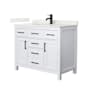 Wyndham Collection Beckett 42" Free Standing Single Basin Vanity Set with Cabinet and Quartz Vanity Top White / Giotto Quartz Top / Matte Black Hardware