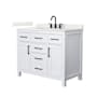 Wyndham Collection Beckett 42" Free Standing Single Basin Vanity Set with Cabinet and Quartz Vanity Top White / Giotto Quartz Top / Matte Black Hardware