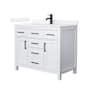 Wyndham Collection Beckett 42" Free Standing Single Basin Vanity Set with Cabinet and Quartz Vanity Top White / White Quartz Top / Matte Black Hardware