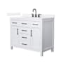 Wyndham Collection Beckett 42" Free Standing Single Basin Vanity Set with Cabinet and Quartz Vanity Top White / White Quartz Top / Matte Black Hardware