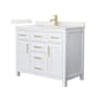 Wyndham Collection Beckett 42" Free Standing Single Basin Vanity Set with Cabinet and Quartz Vanity Top White / Giotto Quartz Top / Brushed Gold Hardware