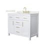 Wyndham Collection Beckett 42" Free Standing Single Basin Vanity Set with Cabinet and Quartz Vanity Top White / Giotto Quartz Top / Brushed Gold Hardware