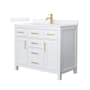 Wyndham Collection Beckett 42" Free Standing Single Basin Vanity Set with Cabinet and Quartz Vanity Top White / White Quartz Top / Brushed Gold Hardware