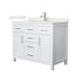 Wyndham Collection Beckett 42" Free Standing Single Basin Vanity Set with Cabinet and Quartz Vanity Top White / Giotto Quartz Top / Brushed Nickel Hardware