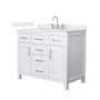 Wyndham Collection Beckett 42" Free Standing Single Basin Vanity Set with Cabinet and Quartz Vanity Top White / Giotto Quartz Top / Brushed Nickel Hardware