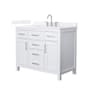 Wyndham Collection Beckett 42" Free Standing Single Basin Vanity Set with Cabinet and Quartz Vanity Top White / White Quartz Top / Brushed Nickel Hardware