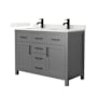 Wyndham Collection Beckett 48" Free Standing Double Basin Vanity Set with Cabinet and Quartz Vanity Top Dark Gray / Giotto Quartz Top / Matte Black Hardware