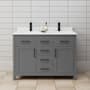 Wyndham Collection Beckett 48" Free Standing Double Basin Vanity Set with Cabinet and Cultured Marble Vanity Top Dark Gray / White Cultured Marble Top / Matte Black Hardware