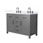 Wyndham Collection Beckett 48" Free Standing Double Basin Vanity Set with Cabinet and Quartz Vanity Top Dark Gray / White Quartz Top / Matte Black Hardware