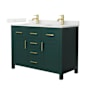 Wyndham Collection Beckett 48" Free Standing Double Basin Vanity Set with Cabinet and Quartz Vanity Top Green / Giotto Quartz Top / Brushed Gold Hardware