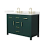 Wyndham Collection Beckett 48" Free Standing Double Basin Vanity Set with Cabinet and Quartz Vanity Top Green / Giotto Quartz Top / Brushed Gold Hardware