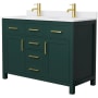Green / White Cultured Marble Top / Brushed Gold Hardware