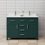 Wyndham Collection Beckett 48" Free Standing Double Basin Vanity Set with Cabinet and Cultured Marble Vanity Top Green / Carrara Cultured Marble Top / Brushed Nickel Hardware