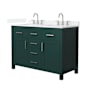 Wyndham Collection Beckett 48" Free Standing Double Basin Vanity Set with Cabinet and Quartz Vanity Top Green / White Quartz Top / Brushed Nickel Hardware